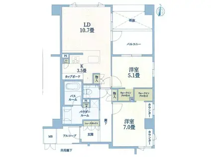 ヴィークコート京都 四条烏丸(2LDK/4階)の間取り写真