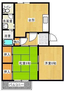 タウニィ樹(2DK/2階)の間取り写真