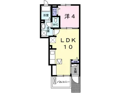 エクセル伊伝居(1LDK/1階)の間取り写真