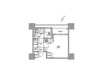 レキシントンスクエア白金高輪(ワンルーム/5階)の間取り写真