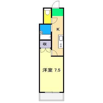 ピュアコート高須(1K/4階)の間取り写真