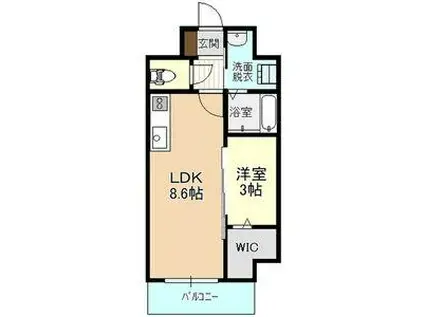 IRMS III(1LDK/1階)の間取り写真