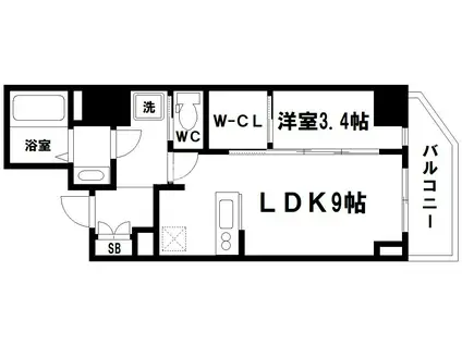 セレニテ本町リアン(1LDK/2階)の間取り写真