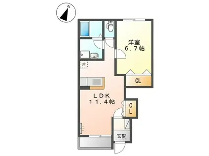 ビビエンダ(1LDK/1階)の間取り写真