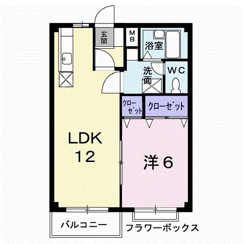 エルディム川善(1LDK/2階)の間取り写真