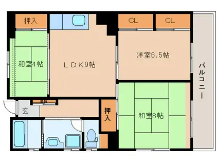 メゾンフルール(2LDK/2階)の間取り写真