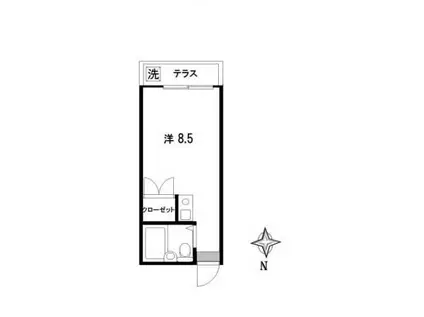 カサベルデ中村(ワンルーム/1階)の間取り写真