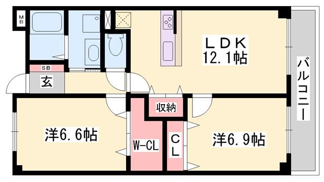 グレイスセイバリー(2LDK/2階)の間取り写真