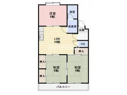 パークサイド三ツ井(3LDK/5階)の間取り写真