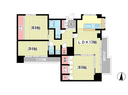 メゾン幸(3LDK/4階)の間取り写真