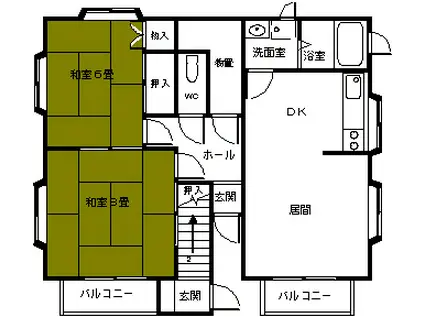 パークヒルズ高橋屋(2LDK/1階)の間取り写真