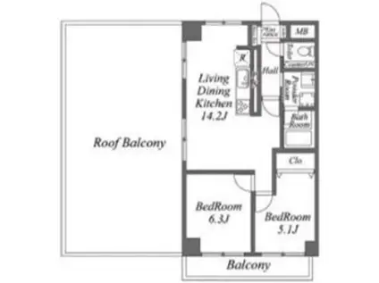 オーキッドレジデンス練馬北町(2LDK/7階)の間取り写真