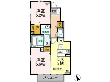 フェリックス小串(2DK/1階)の間取り写真