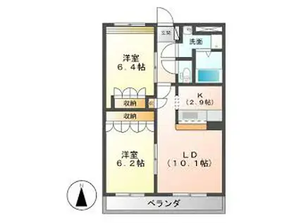 サンハイツ(2LDK/1階)の間取り写真