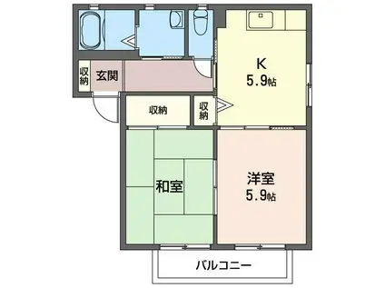 タウンコートB(2K/2階)の間取り写真