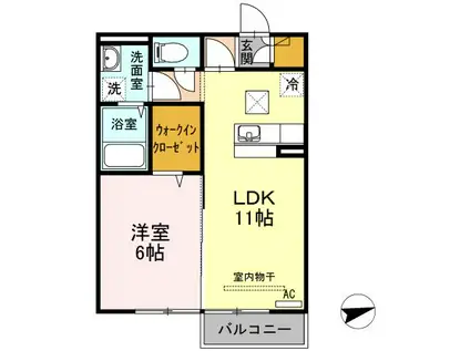 ル・クプル太田(1LDK/1階)の間取り写真