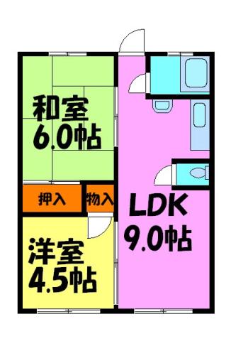 島上マンション北棟(2LDK/2階)の間取り写真