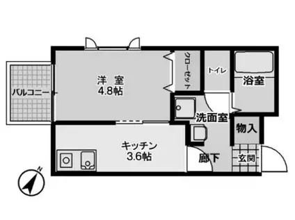 アリビア大観町(1DK/4階)の間取り写真
