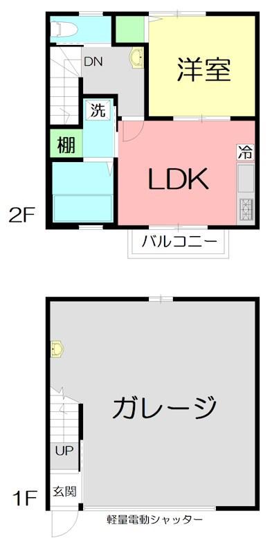 表丹沢SAKURABASE(1LDK/1階)の間取り写真