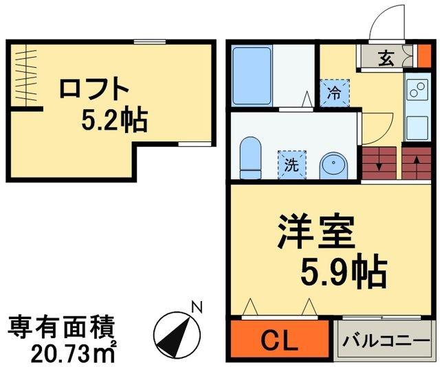 エトワール幕張(ワンルーム/1階)の間取り写真