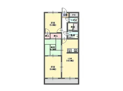 アビタシオン島上条(3LDK/2階)の間取り写真