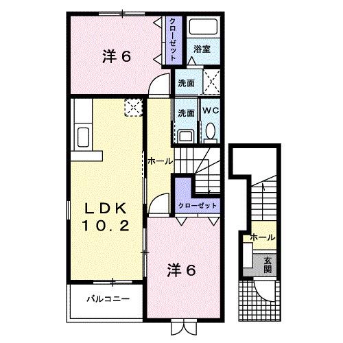 エスプワールIII(2LDK/2階)の間取り写真