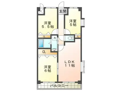 エスポワール西神戸(3LDK/1階)の間取り写真