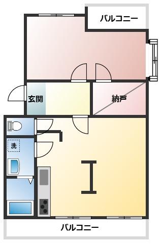グランドール犬山(1LDK/4階)の間取り写真