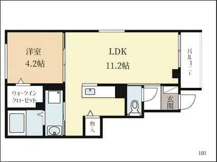 ファーイーストコート・II(1LDK/1階)の間取り写真