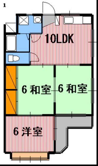 コーポねずみや(3LDK/2階)の間取り写真