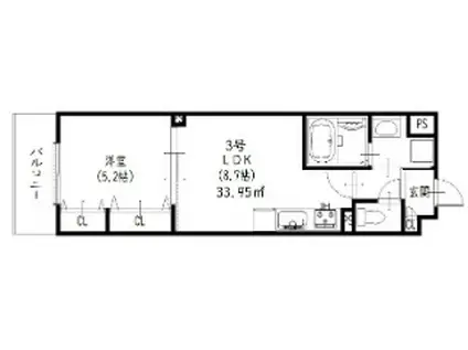 ピレーネ北条IV(1LDK/1階)の間取り写真