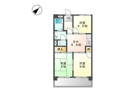 第二若葉ビル(3DK/3階)の間取り写真