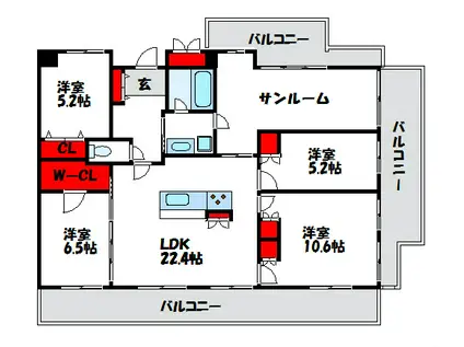 グランドニューガイア福津中央(4LDK/7階)の間取り写真