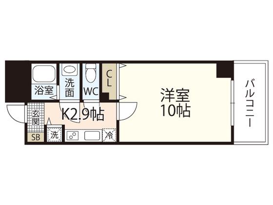 東雲パレス(1K/4階)の間取り写真