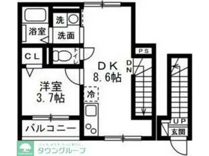 ドエル・SAWA(1LDK/2階)の間取り写真