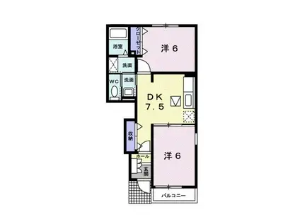 サニーコート II(2DK/1階)の間取り写真