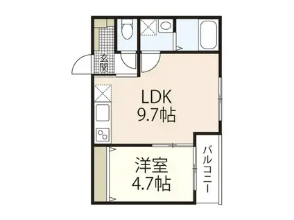 リノリノアパートメントWITHB棟(1LDK/1階)の間取り写真