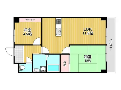 第4共立ビル(2LDK/5階)の間取り写真