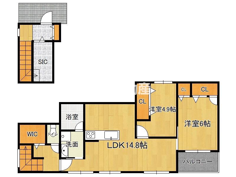 HAMAVILLA HILLS(2LDK/2階)の間取り写真