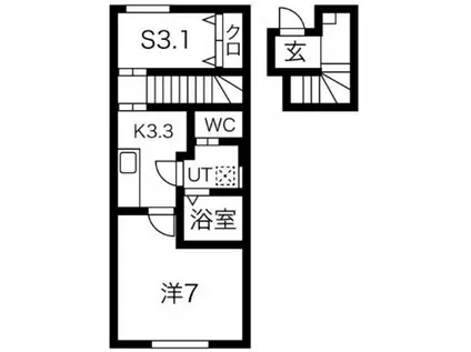 RESI大沢川原II(1SK/2階)の間取り写真