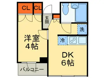 ビューパレー西新井(1DK/3階)の間取り写真