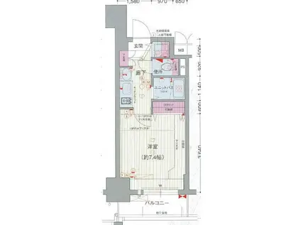 プレサンス名古屋駅前グランヴィル(1K/2階)の間取り写真