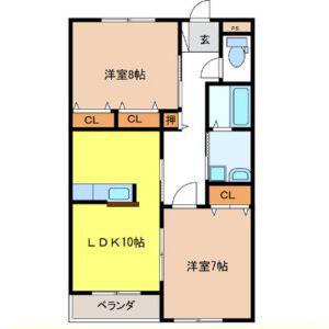シャトーみずほ(2LDK/4階)の間取り写真