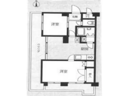 コンチネンタルハイツ御殿山(2DK/3階)の間取り写真