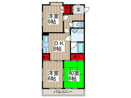 ぐりーんぷらざ(3DK/2階)の間取り写真