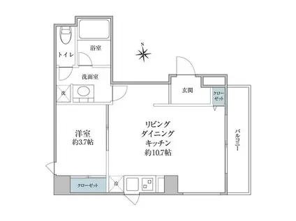 AXIS銀座東(1LDK/2階)の間取り写真