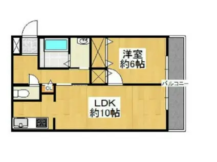 ロイヤルコート上野芝(1LDK/1階)の間取り写真