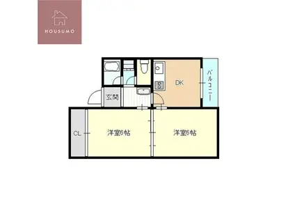 PALMIZIO平野西2(2DK/3階)の間取り写真