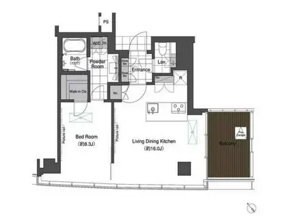スカイハウス浜離宮(1LDK/24階)の間取り写真