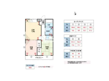 カンファート三潴(2LDK/2階)の間取り写真